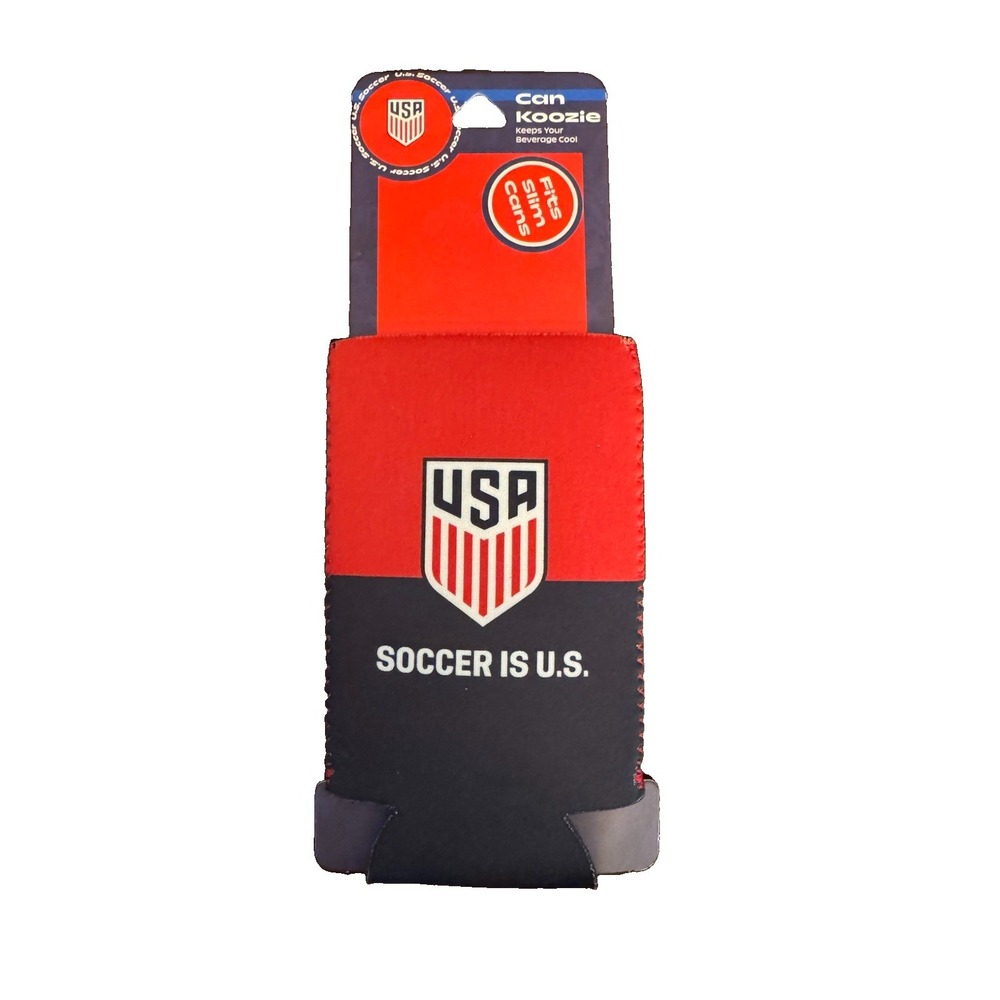 USA Men's Soccer Slim Can Coozie "SOCCER IS U.S." Official Licensed NEW